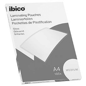 POCHETTE DE PLASTIFICATION A4 2x80 MICRONS GLOSS IBICO BASIC MEDIUM - boîte de 100