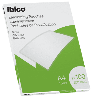 POCHETTE DE PLASTIFICATION A4 2x100 MICRONS GLOSS VALUE IBICO - boîte de 100