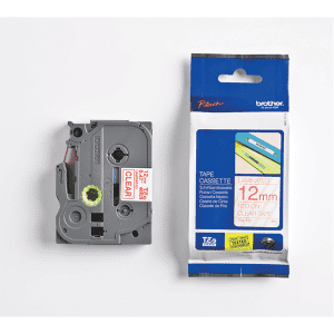 RUBAN CASSETTE P-TOUCH TZ 12mm Rouge/Transparent TZ132 LAMINE