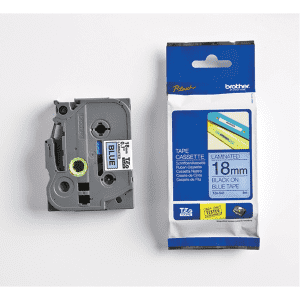 RUBAN CASSETTE P-TOUCH TZ 18mm Noir/Bleu TZ541 LAMINE