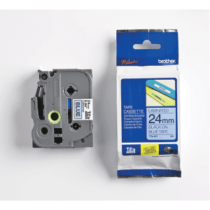 RUBAN CASSETTE P-TOUCH TZ 24mm Noir/Bleu TZ551 LAMINE