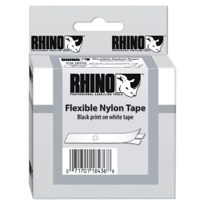 RUBAN CASSETTE DYMO RHINO NYLON 12mm Blanc FLEXIBLE