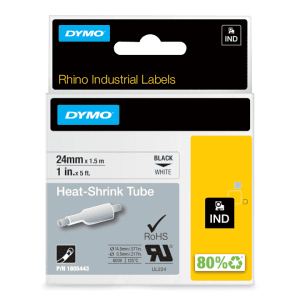 RUBAN CASSETTE DYMO RHINO THERMO-RETRACTABLE 24mm Noir/Blanc