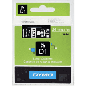 RUBAN CASSETTE DYMO D1 24MM BLANC/NOIR