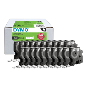 RUBAN CASSETTE DYMO D1 12MM NOIR/BLANC VALUE PACK 20 RUBANS - boîte de 20