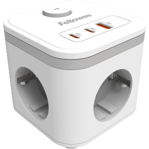 BLOC POWERCUBE 3 POSITIONS USB-A ET USB-C BLANC NORME DE/LU FELLOWES