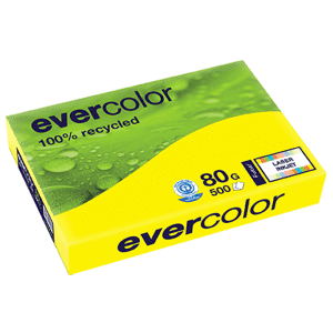 PAPIER RECYCLE EVERCOLOR A4 80Gr CITRON - ramette de 500