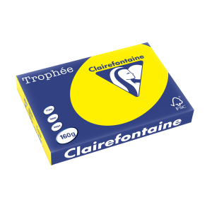 PAPIER CLAIREFONTAINE TROPHEE A3 160Gr JAUNE SOLEIL - ramette de 250