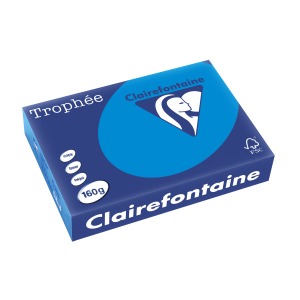 PAPIER CLAIREFONTAINE TROPHEE A4 160Gr BLEU TURQUOISE - ramette de 250