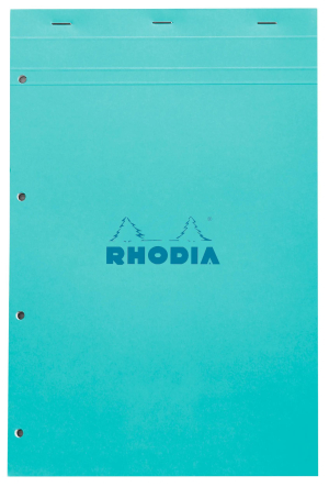 BLOC NOTE A4 Q5 AGRAFE RHODIA COULEURS ASSORTIES 80 FEUILLES 4 TROUS MICRO-PERFORES