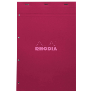 BLOC NOTE A4+ Q5 AGRAFE RHODIA PRUNE 80 FEUILLES 4 TROUS MICRO-PERFORES