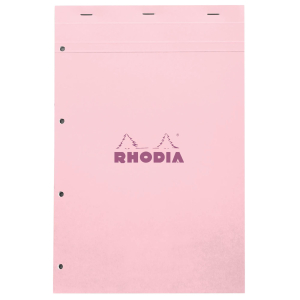 BLOC NOTE A4+ Q5 AGRAFE RHODIA ROSE 80 FEUILLES 4 TROUS MICRO-PERFORES