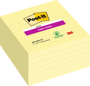 NOTES REPOSITIONNABLES POST-IT 675 SUPER STICKY 101/101 LIGNE JAUNE CANARI - paquet de 6