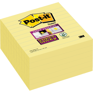 NOTES REPOSITIONNABLES POST-IT 675 SUPER STICKY 101/101 LIGNE JAUNE CANARI - paquet de 6