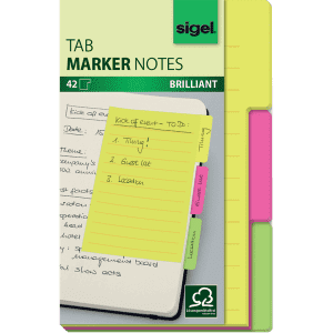 NOTES REPOSITIONNABLES SIGEL 3 ONGLETS 98/148mm ASSORTI