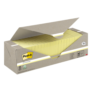 NOTES REPOSITIONNABLES POST-IT 654 RECYCLE JAUNE PASTEL 76/76 "18 blocs + 6 gratuits" - paquet de 18+6