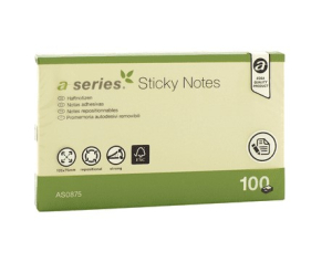 NOTES REPOSITIONNABLES A-SERIES 125/75 JAUNE AS0875 - paquet de 12