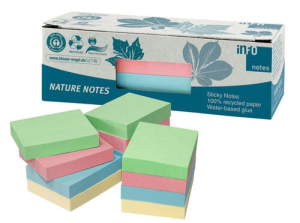 NOTES REPOSITIONNABLES INFO NOTES RECYCLE 50/40 PASTEL - paquet de 12