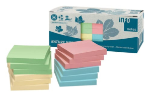 NOTES REPOSITIONNABLES INFO NOTES RECYCLE 75/75 PASTEL - paquet de 12