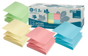 NOTES REPOSITIONNABLES INFO NOTES ZIG-ZAG RECYCLE 75/75 PASTEL - paquet de 12