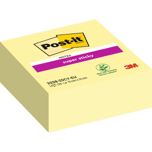 BLOC CUBE NOTES REPOSITIONNABLES POST-IT SUPER STICKY 76/76 JAUNE