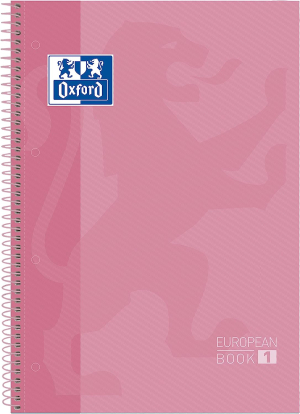 CAHIER 220/295 SPIRALE LIGNE 80 FEUILLES MICRO-PERFOREES 4 TROUS 90Gr ROSE EUROPEANBOOKS1 OXFORD
