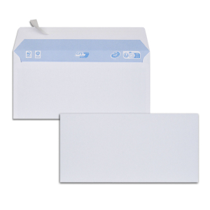 ENVELOPPE 114/229 STRIP BLANC FOND BLEU CLAIR 80Gr - boîte de 500