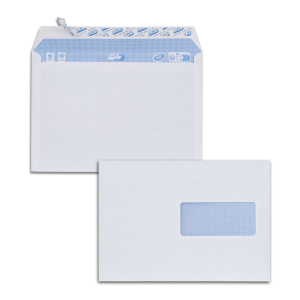 ENVELOPPE 162/229 STRIP FENETRE BLANC FOND BLEU 80Gr GPV - paquet de 50