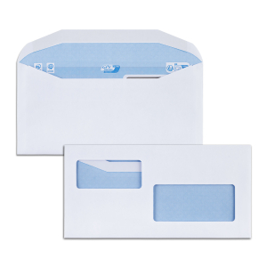 ENVELOPPE 114/229 PATTE GOMMEE 2 FENETRES BLANCHE FOND BLEU CLAIR 80G - boîte de 1000