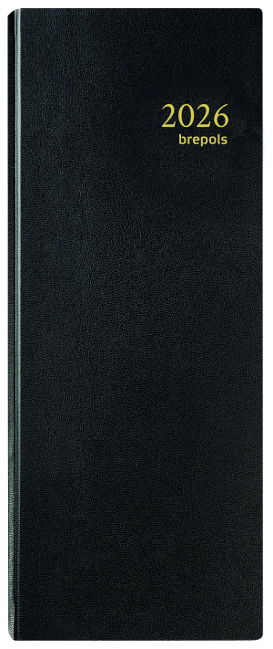AGENDA SATURNUS LONGUETTE JOURNALIER NOIR RELIE 2 PAGES/JOUR 13.5x33cm BREPOLS *2026*