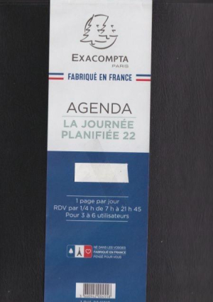 AGENDA JOURNEE PLANIFIEE 22 JOURNALIER NOIR RELIE "BARBARA" 18x23cm *2027*