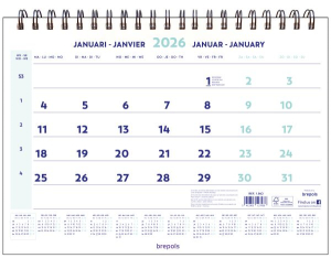 CALENDRIER MURAL MENSUEL WIRE-O 46x31cm BREPOLS *2026*