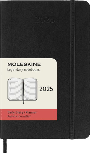 AGENDA MOLESKINE JOURNALIER NOIR POCHE 9x14cm COUVERTURE RIGIDE *2025*