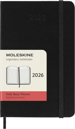 AGENDA MOLESKINE JOURNALIER NOIR POCHE 9x14cm COUVERTURE RIGIDE *2026*