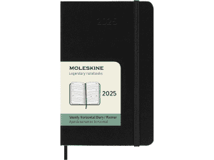 AGENDA MOLESKINE SEMAINIER NOIR POCHE 9x14cm COUVERTURE RIGIDE *2025*