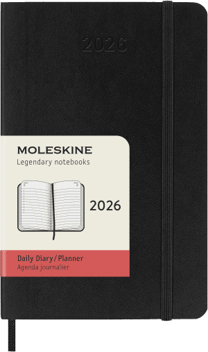 AGENDA MOLESKINE JOURNALIER NOIR POCHE 9x14cm COUVERTURE SOUPLE *2026*