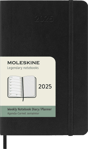 AGENDA MOLESKINE SEMAINIER NOIR GRAND FORMAT 13x21cm COUVERTURE RIGIDE *2025*