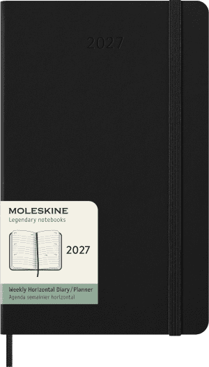 AGENDA MOLESKINE SEMAINIER NOIR GRAND FORMAT 13x21cm COUVERTURE RIGIDE *2027*