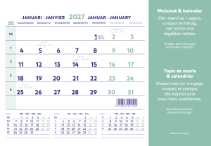 TAPIS SOURIS CALENDRIER 18x23cm BREPOLS *2027*
