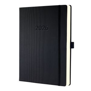AGENDA CONCEPTUM JOURNALIER A4+ NOIR RELIE HARDCOVER & ELASTIQUE SIGEL *2026*