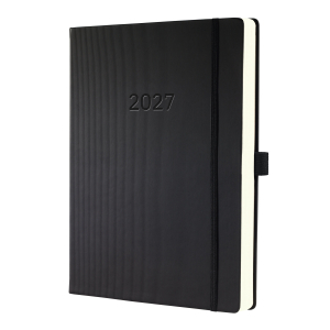 AGENDA CONCEPTUM JOURNALIER A4+ NOIR RELIE HARDCOVER & ELASTIQUE SIGEL *2027*