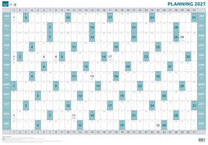 PLANNING ANNUEL MURAL CARTON LAMINE H63xL90cm QUO VADIS *2027*