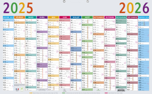 CALENDRIER ANNUEL 40.5x65cm MULTICOLORE *2025*