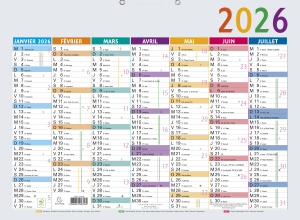 CALENDRIER ANNUEL 40.5x53cm MULTICOLORE EXACOMPTA *2026*