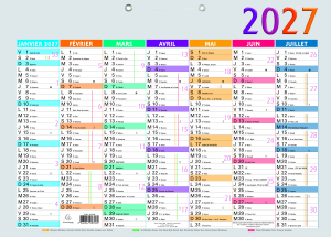 CALENDRIER ANNUEL 40.5x53cm MULTICOLORE EXACOMPTA *2027*