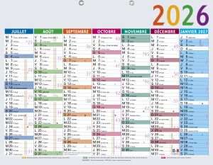 CALENDRIER ANNUEL 33.5x43cm MULTICOLORE EXACOMPTA *2026*