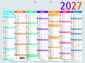 CALENDRIER ANNUEL 33.5x43cm MULTICOLORE EXACOMPTA *2027*