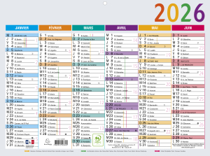 CALENDRIER ANNUEL 22x29.5cm MULTICOLORE EXACOMPTA *2026*