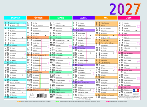 CALENDRIER ANNUEL 22x29.5cm MULTICOLORE EXACOMPTA *2027*