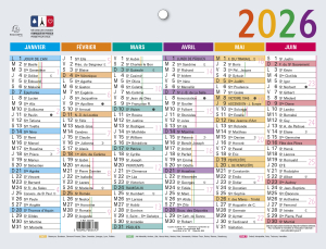 CALENDRIER ANNUEL 13x17cm MULTICOLORE EXACOMPTA *2026*